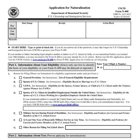 Document preview: Understanding the USCIS Form N-400 for Naturalization — Immigration & visas (CERFA n°N-400)