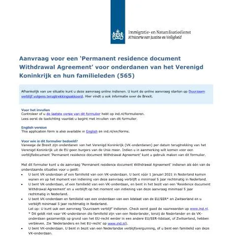 Documentvoorvertoning: Aanvraag Permanent Residence Document voor Britse onderdanen — Immigratie & visa (CERFA n°6040)