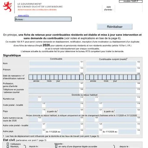 Aperçu du document Comprendre le Formulaire 164 R F pour Résidents — Impôts & fiscalité (CERFA n°164 R F)