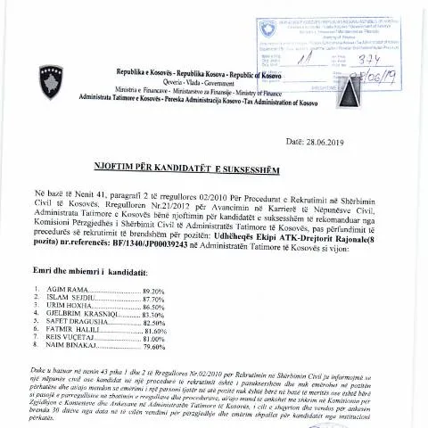 Document preview: Rëndësia e Njoftimit për Kandidatin e Suksesshëm në Kosovë — Punë & punësim
