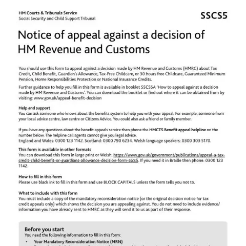 Document preview: Understanding the HMRC Appeal Process for Benefits and Credits — Government & admin (SSCS5)