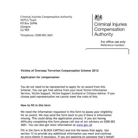 Document preview: Understanding Compensation for Overseas Terrorism Victims — Legal & justice