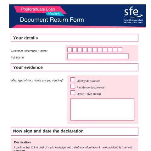 Document preview: Understanding the Postgraduate Master's Document Return Form — Education & training
