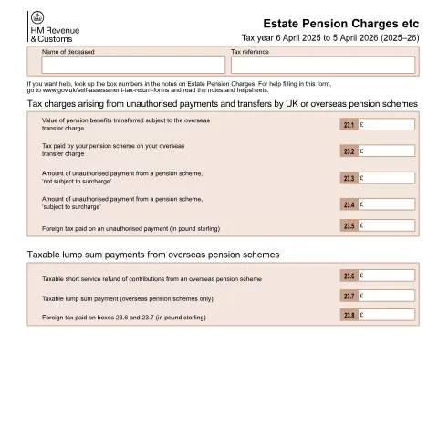 Document preview: Complete Guide to SA923: Estate Pension Charges Explained — Taxes