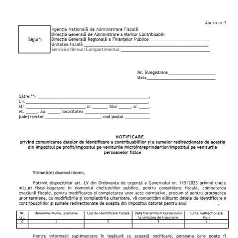 Document preview: Comunicarea Datelor Contribuabililor: OPANAF 6228/2024 — Impozite & fiscalitate (CERFA n°A3_OPANAF_6228_2024)