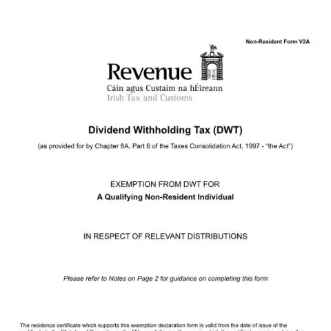 Document preview: Guide to Completing the Non-Resident Form V2A — Taxes (Form V2A)