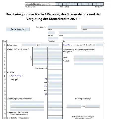 Aperçu du document Comprendre le Vordruck 170 pour les retraités luxembourgeois — Impôts & fiscalité (CERFA n°170 D)