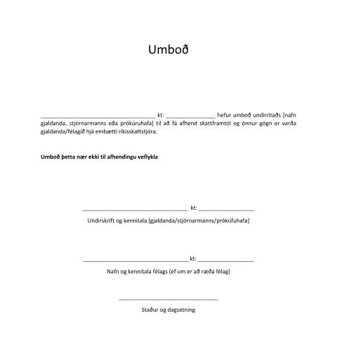 Document preview: Skattframtöl og umboð: Hvað þarftu að vita? — Stjórnsýsla
