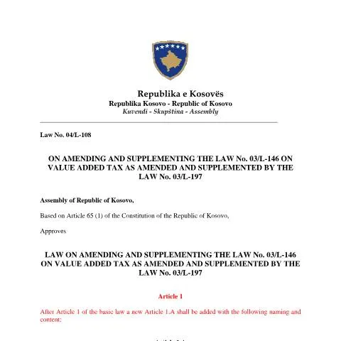 Document preview: Ndryshimet kryesore në Ligjin për TVSH në Kosovë — Juridik & drejtësi