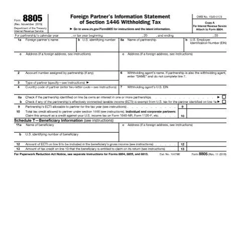 Document preview: Understanding IRS Form 8805 for Foreign Partners — Taxes (CERFA n°8805)
