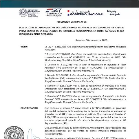 Vista previa del documento Presentación del formulario RG N° 35 2020 para inmuebles fraccionados — Inmuebles y terrenos