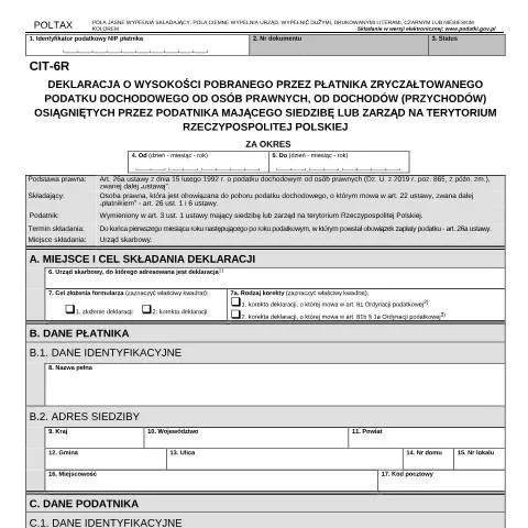 Document preview: CIT-6R: Obowiązki płatników podatku dochodowego w Polsce — Podatki i fiskalność (CERFA n°CIT-6R)