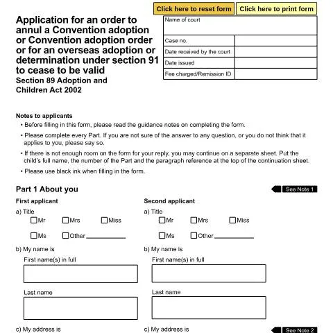 Document preview: Understanding Form A63 for Adoption Order Annulment — Family