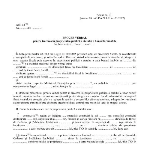 Document preview: Rolul procesului-verbal în gestionarea bunurilor publice — Formalități administrative (CERFA n°A13_OPANAF_6942_2024)