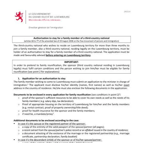 Aperçu du document Guide sur l'autorisation de séjour pour les membres de la famille — Famille (CERFA n°regroupement-familial-tiers-note)