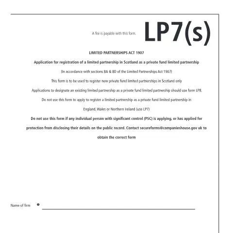 Document preview: Navigating the LP7(s) Form for Private Funds in Scotland — Business