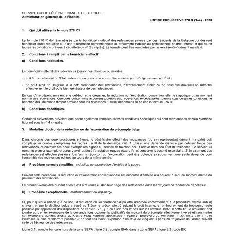 Aperçu du document Comprendre la Notice Explicative 276 R pour les Redevances — Démarches administratives (CERFA n°276-r-notice-explicative-1)
