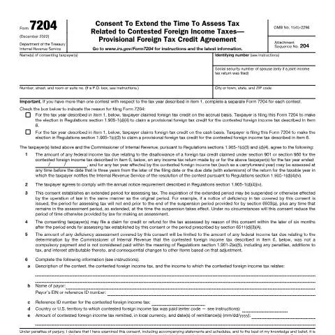 Document preview: Understanding the Importance of IRS Form 7204 for Taxpayers — Taxes (CERFA n°7204)
