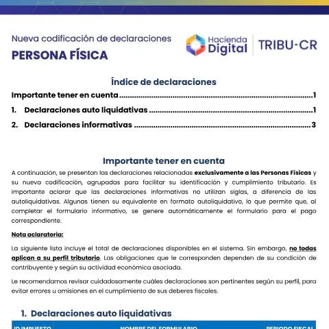 Vista previa del documento Importancia de la Nueva Codificación de Declaraciones para Persona — Impuestos (CERFA n°a_2NuevaCodificacionDeDeclaracionesParaPersonaFisica-TRIBU-CR-PF)