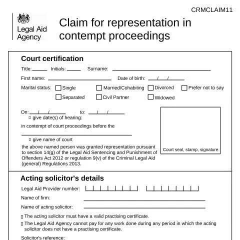 Document preview: Navigating the CRMCLAIM11 for Contempt Proceedings — Legal & justice