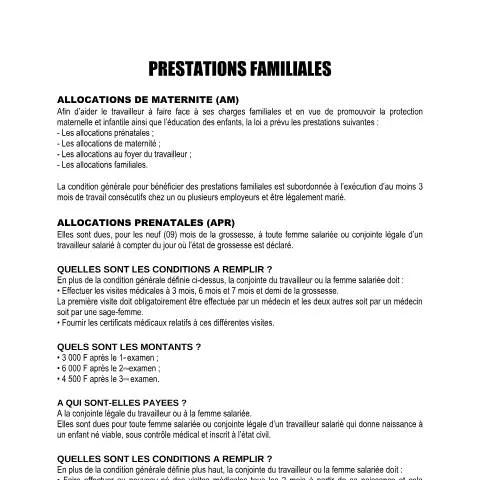 Aperçu du document Comprendre les Prestations Familiales en Côte d'Ivoire — Famille