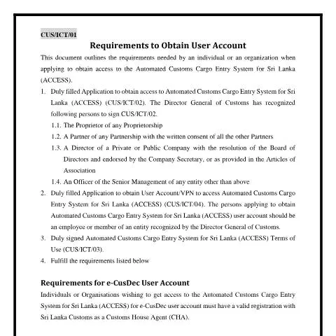 Document preview: Navigating the ACCESS Application Form for Sri Lankan Stakeholders — Government & admin