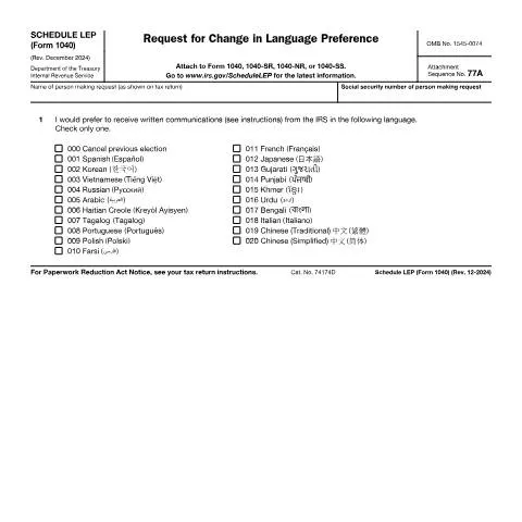 Document preview: Navigating the IRS Form 1040LEP for Better Tax Communication — Government & admin (CERFA n°1040LEP)