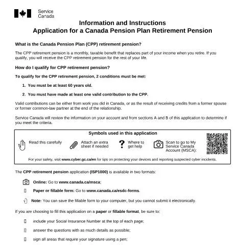 Document preview: Understanding the Canada Pension Plan Retirement Pension Application — Health (CERFA n°ISP1000)