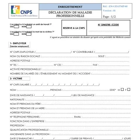 Aperçu du document Comprendre la Déclaration de Maladie Professionnelle en Côte d'Ivoire — Santé