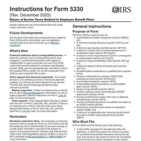 Document preview: Mastering IRS Instructions i5330 for Employee Benefit Plans — Taxes (CERFA n°INST-5330)