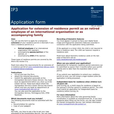 Document preview: Forstå IP3 - Opholdstilladelse for Pensionerede Medarbejdere — Pension & pensionering (CERFA n°IP3)