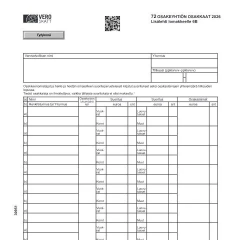 Document preview: Osakeyhtiön osakkaat ja lomake 3095 — Verot & verotus (CERFA n°Vero 3095)