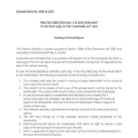 Document preview: Understanding Annual Report Submission in Mauritius — Government & admin (PRACTICE-DIRECTION-SENDING-OF-ANNUAL-REPORT)