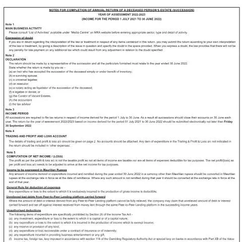 Document preview: Essential Guide to Annual Return of Deceased Person's Estate — Government & admin (CERFA n°NotesIT09-2022)