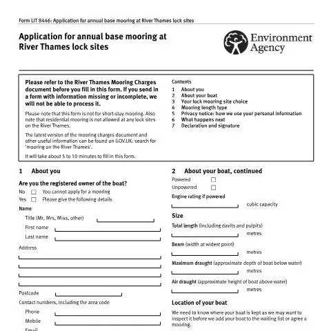 Document preview: Navigating Mooring Applications for the River Thames — Government & admin