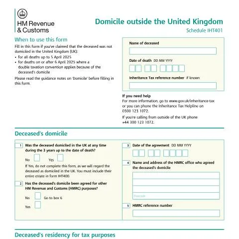 Document preview: Understanding IHT401: Foreign Domicile Inheritance Tax Relief — Taxes