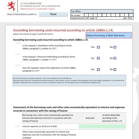 Aperçu du document Comprendre les surcoûts d'emprunt selon l'article 168bis L.I.R. — Démarches administratives (CERFA n°surc-e)