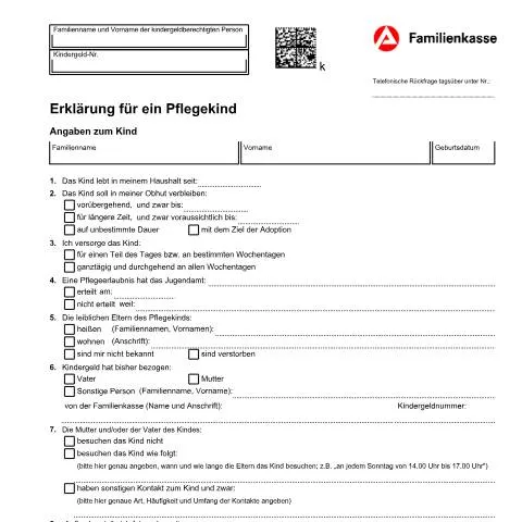 Dokumentvorschau: Wichtige Informationen zur Erklärung für ein Pflegekind (KG 12a) — Familie (CERFA n°erklaerung-pflegekind-kg12a_ba056445)