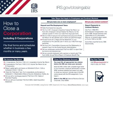 Document preview: Navigating IRS Publication 5447B for Business Shutdowns — Taxes (CERFA n°PUB-5447B)