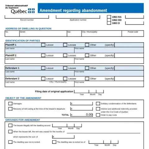 Document preview: Understanding the Amendment Regarding Abandonment Form — Housing (TAL-104A-E)
