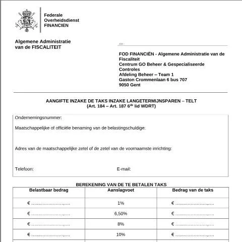 Aperçu du document Comment soumettre votre déclaration de taxe sur l'épargne à long terme — Impôts & fiscalité (CERFA n°124-taks-langetermijnsparen)