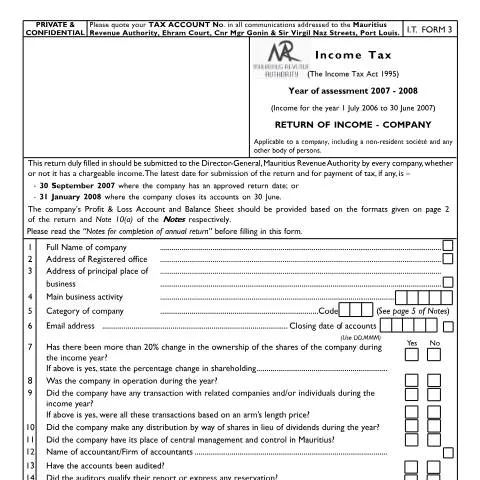 Document preview: Essential Steps for Completing the I.T Form 3 — Taxes (company03)