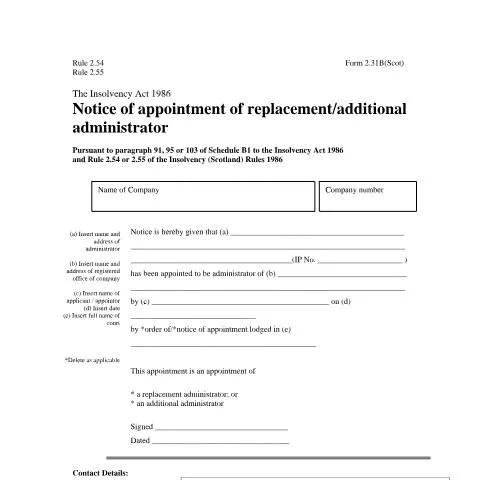 Document preview: Understanding Form 2.31B for Administrators in Scotland — Government & admin