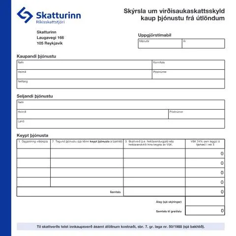 Document preview: Virðisaukaskattsskyld kaup þjónustu frá útlöndum — Skattar & fjármál (CERFA n°RSK 10.24)
