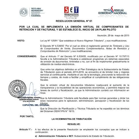 Vista previa del documento Avances en emisión digital de comprobantes en Paraguay — Trámites administrativos