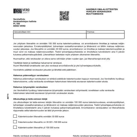 Document preview: Verokauden Muutoksen Hakemus 4071: Tärkeät Seikat — Verot & verotus (CERFA n°Vero 4071)