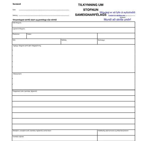 Document preview: Skrefin við stofnun sameignarfélags á Íslandi — Stjórnsýsla (CERFA n°RSK 17.26)