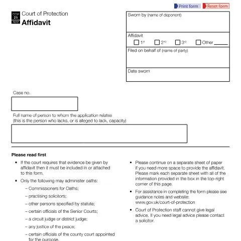 Document preview: Understanding Form COP25: The Affidavit's Role in Legal Cases — Legal & justice