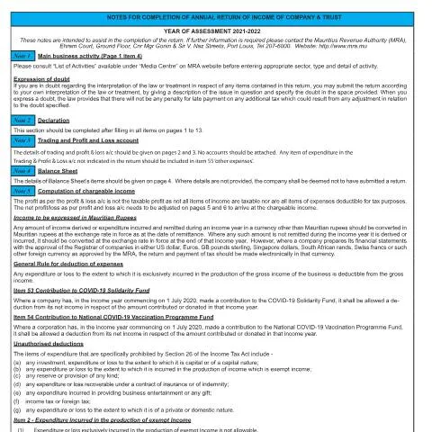 Document preview: Comprehensive Overview of 2021-2022 Income Return for Companies & — Government & admin (CERFA n°NotesCT03_2122)