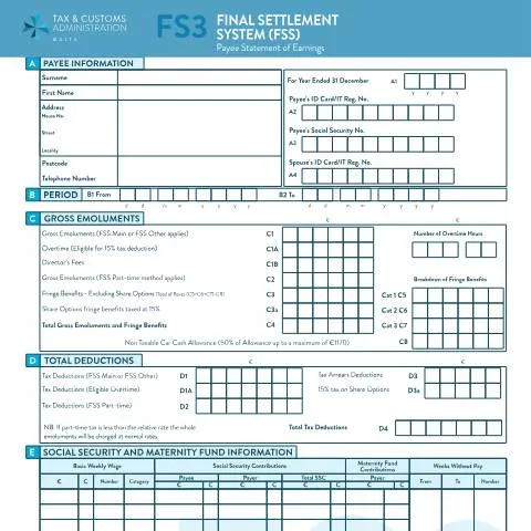 Document preview: The Importance of the FS3 Form in Malta's Payroll System — Taxes (CERFA n°fs3)